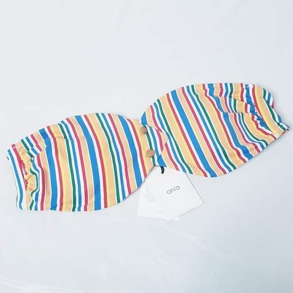 NWT Onia Allegra Striped Bandeau Bikini Swimsuit Top XL - Picture 2 of 9